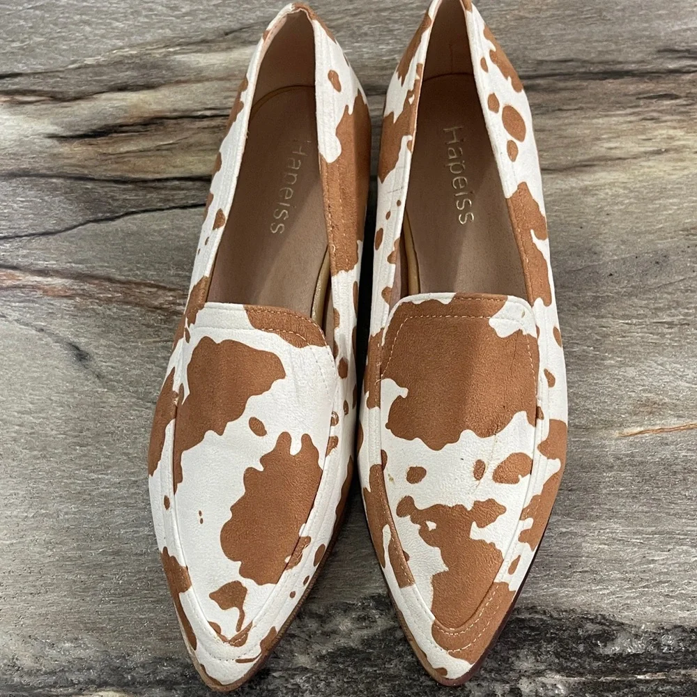 Brown and White Patterned Loafers - Picture 1 of 6